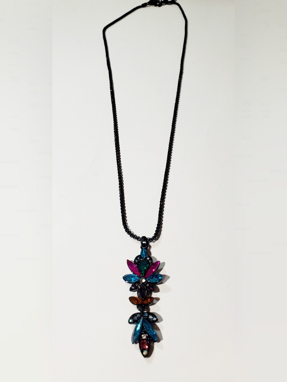 Multicolor Crystal Flower Pendant Necklace - Women